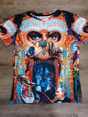 Michael Jackson Dangerous Album Cover Tee | All Over Print | Size Small